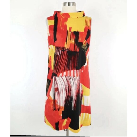 SoCa St. John Size S Vibrant Abstract Print Shift Dress Multicolor - Picture 1 of 6